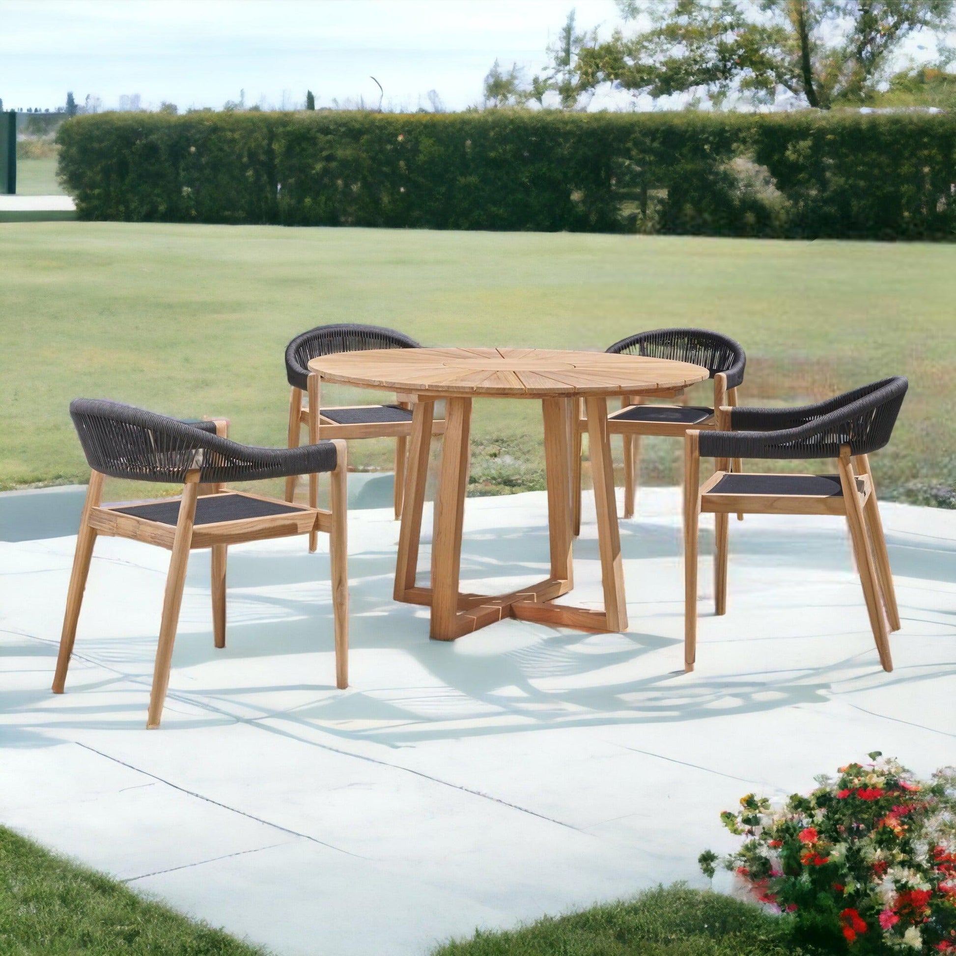 Cambria Round Teak Outdoor Dining Table-Outdoor Dining Tables-HiTeak-Sideboards and Things