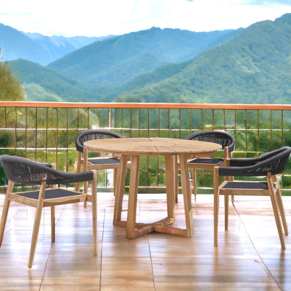 Cambria Round Teak Outdoor Dining Table-Outdoor Dining Tables-HiTeak-Sideboards and Things