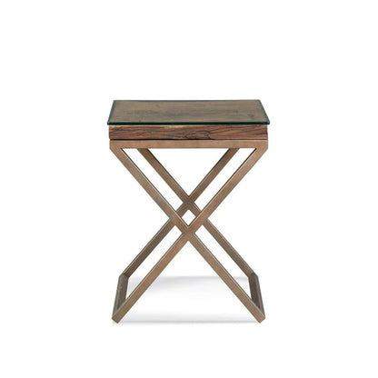 Cambria Wood & Glass Brown Square End Table - LOOMLAN - Bassett Mirror - Side Tables