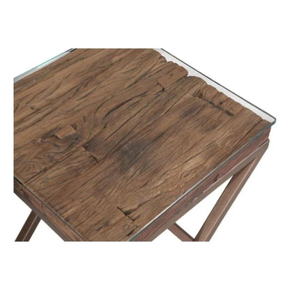 Cambria Wood & Glass Brown Square End Table - LOOMLAN - Bassett Mirror - Side Tables