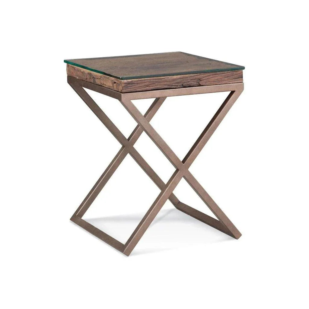 Cambria Wood & Glass Brown Square End Table - LOOMLAN - Bassett Mirror - Side Tables