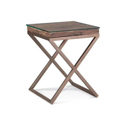 Cambria Wood & Glass Brown Square End Table - LOOMLAN - Bassett Mirror - Side Tables