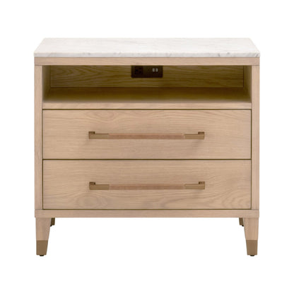 Cambria Marble Topped 2-Drawer Nightstand