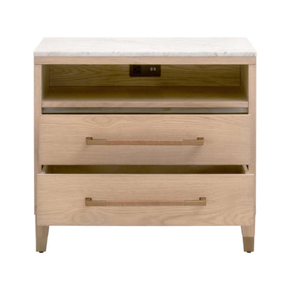 Cambria Marble Topped 2-Drawer Nightstand