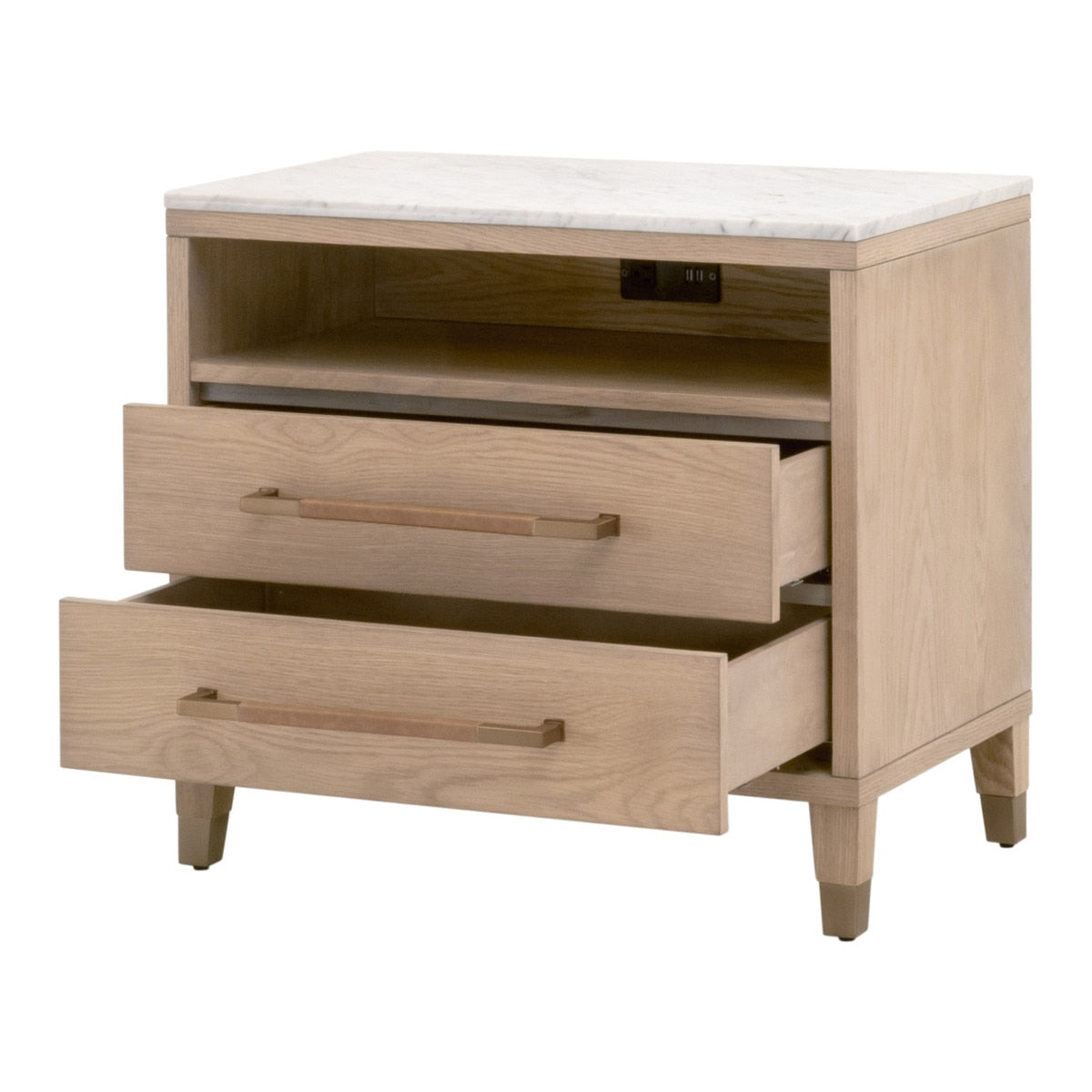 Cambria Marble Topped 2-Drawer Nightstand