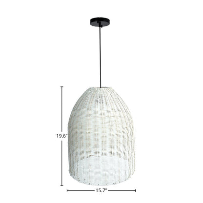 LH Home Campana Rattan White Chandelier
