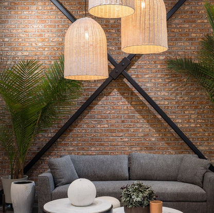 LH Home Campana Rattan White Chandelier