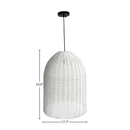 LH Home Campana Rattan White Chandelier