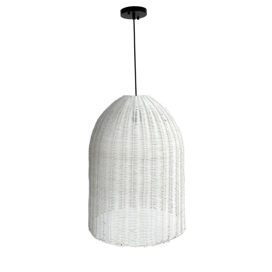 LH Home Campana Rattan White Chandelier