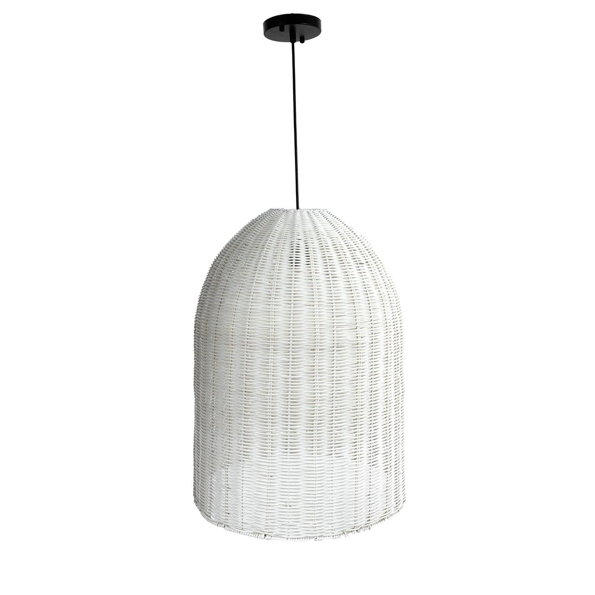 LH Home Campana Rattan White Chandelier