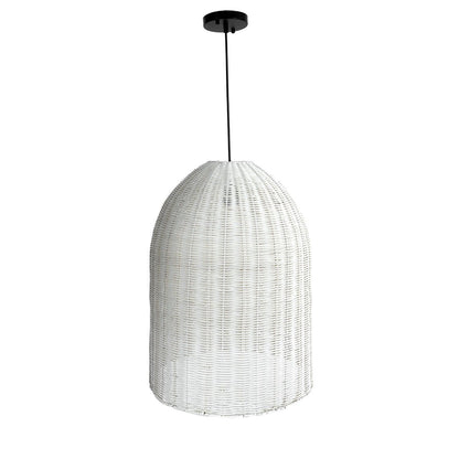 LH Home Campana Rattan White Chandelier