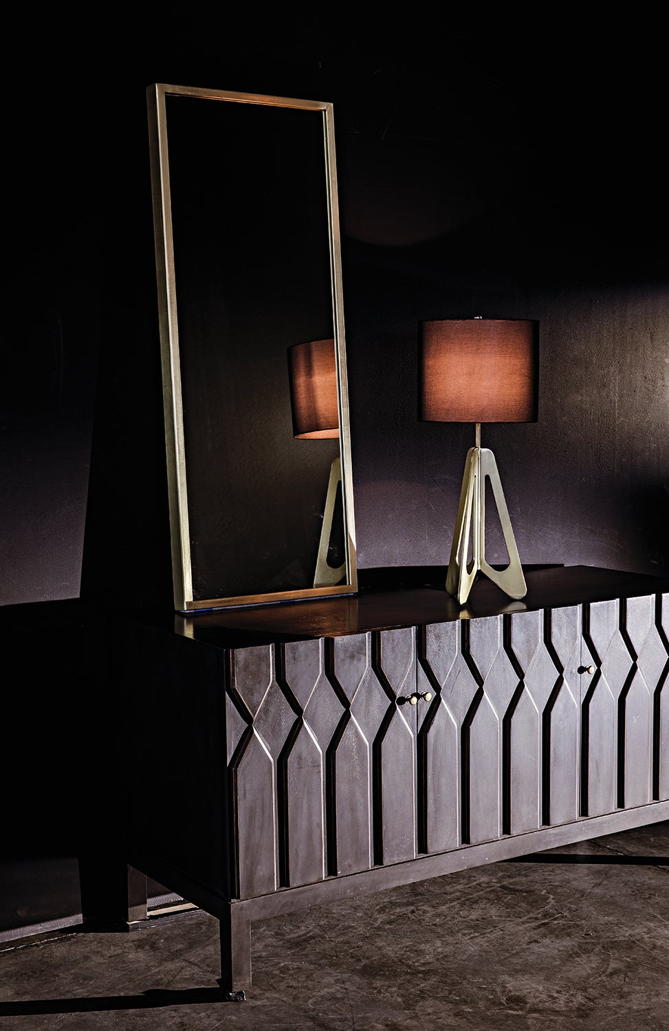 Candis Metal Lamp With Black Shade and Brass Finish-Table Lamps-Noir-Sideboards and Things