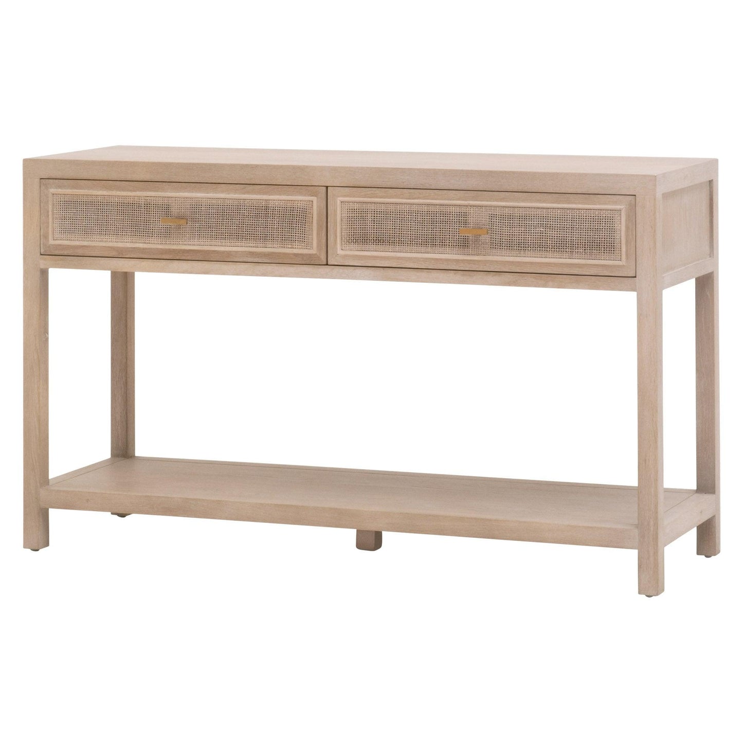 Cane 2-Drawer Entry Console Smoke Gray Oak Wood and Cane Console Tables Sideboards and Things By Essentials For Living