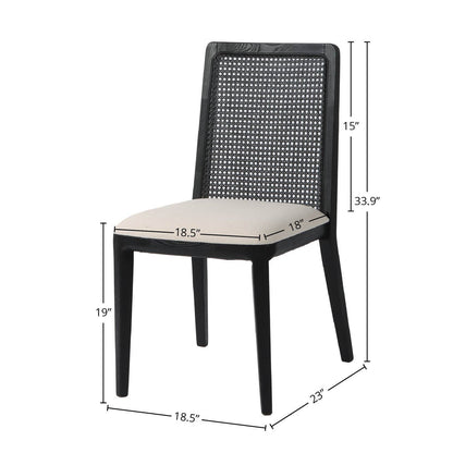 LH Home Cane Fabric Armless Dining Chair (Set of 2)
