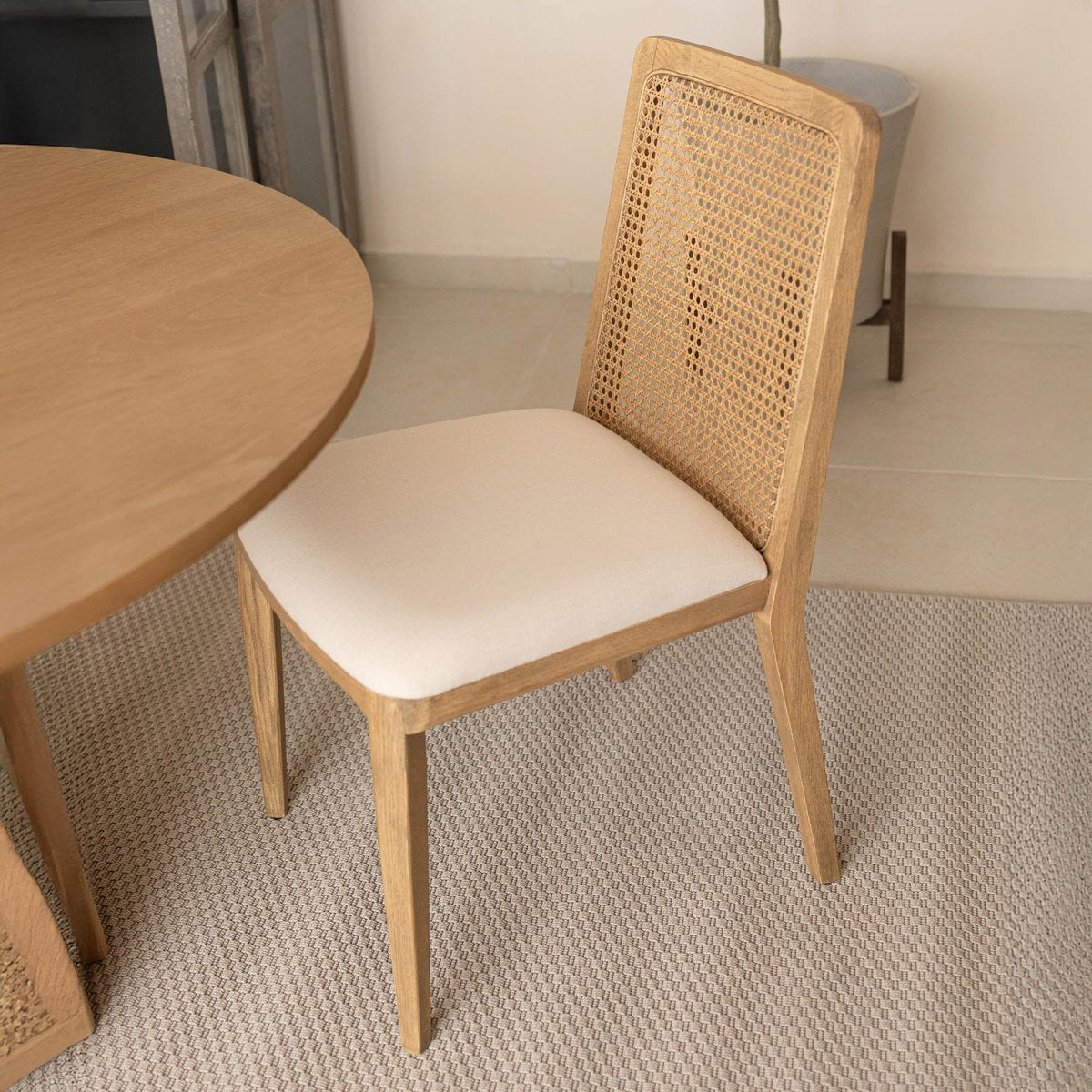 LH Home Cane Fabric Armless Dining Chair (Set of 2)