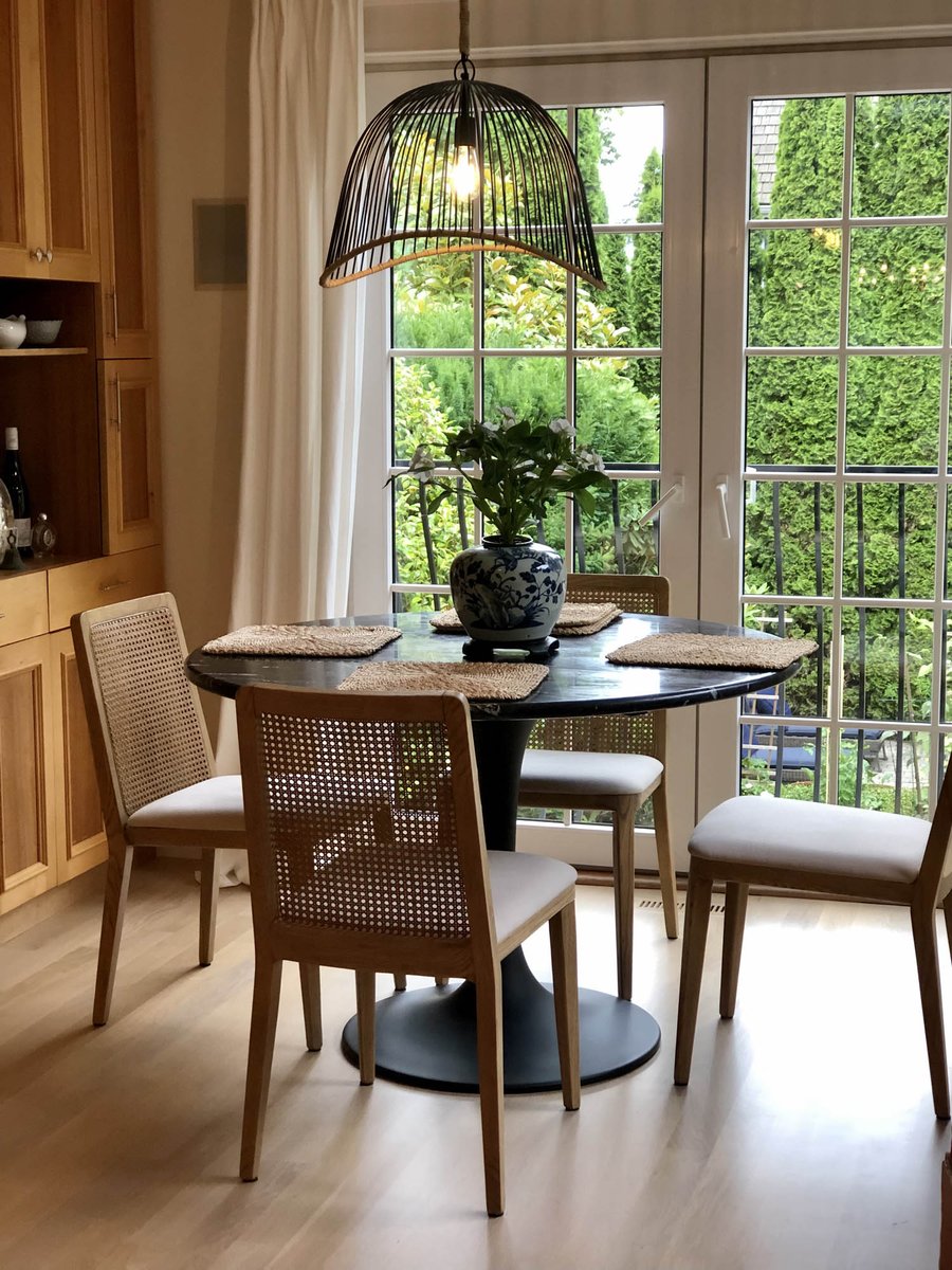LH Home Cane Fabric Armless Dining Chair (Set of 2)