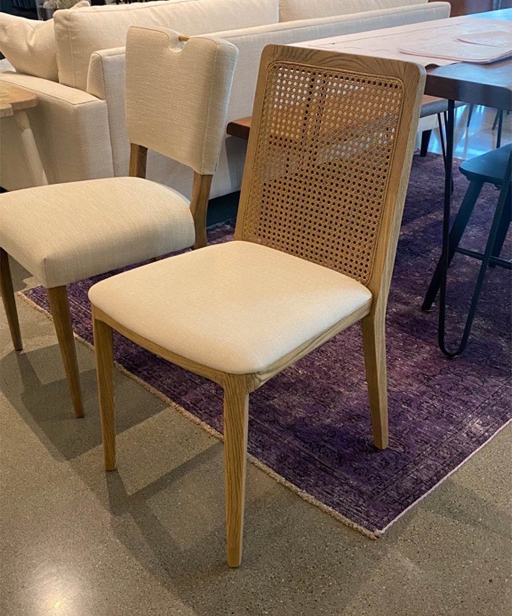 LH Home Cane Fabric Armless Dining Chair (Set of 2)