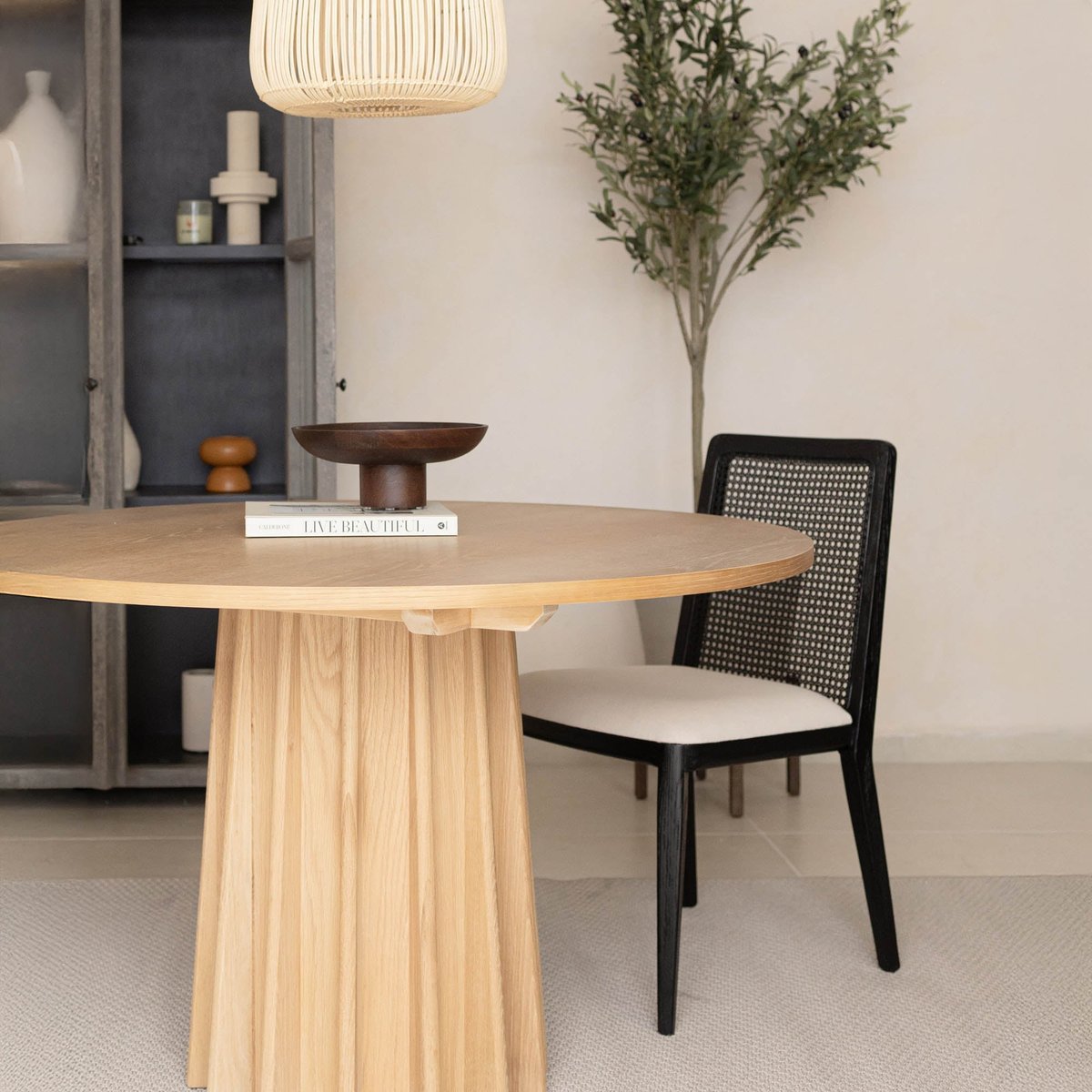 LH Home Cane Fabric Armless Dining Chair (Set of 2)