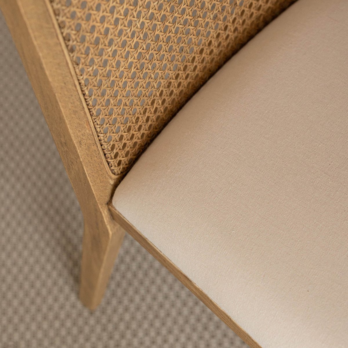 LH Home Cane Fabric Armless Dining Chair (Set of 2)