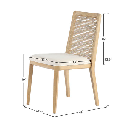 LH Home Cane Fabric Armless Dining Chair (Set of 2)