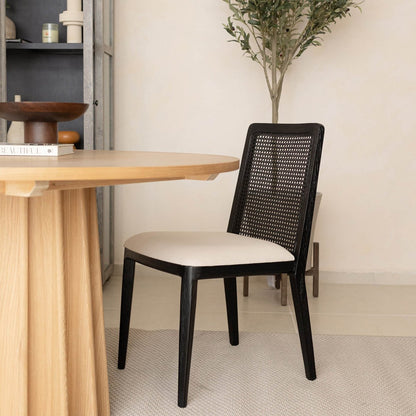 LH Home Cane Fabric Armless Dining Chair (Set of 2)