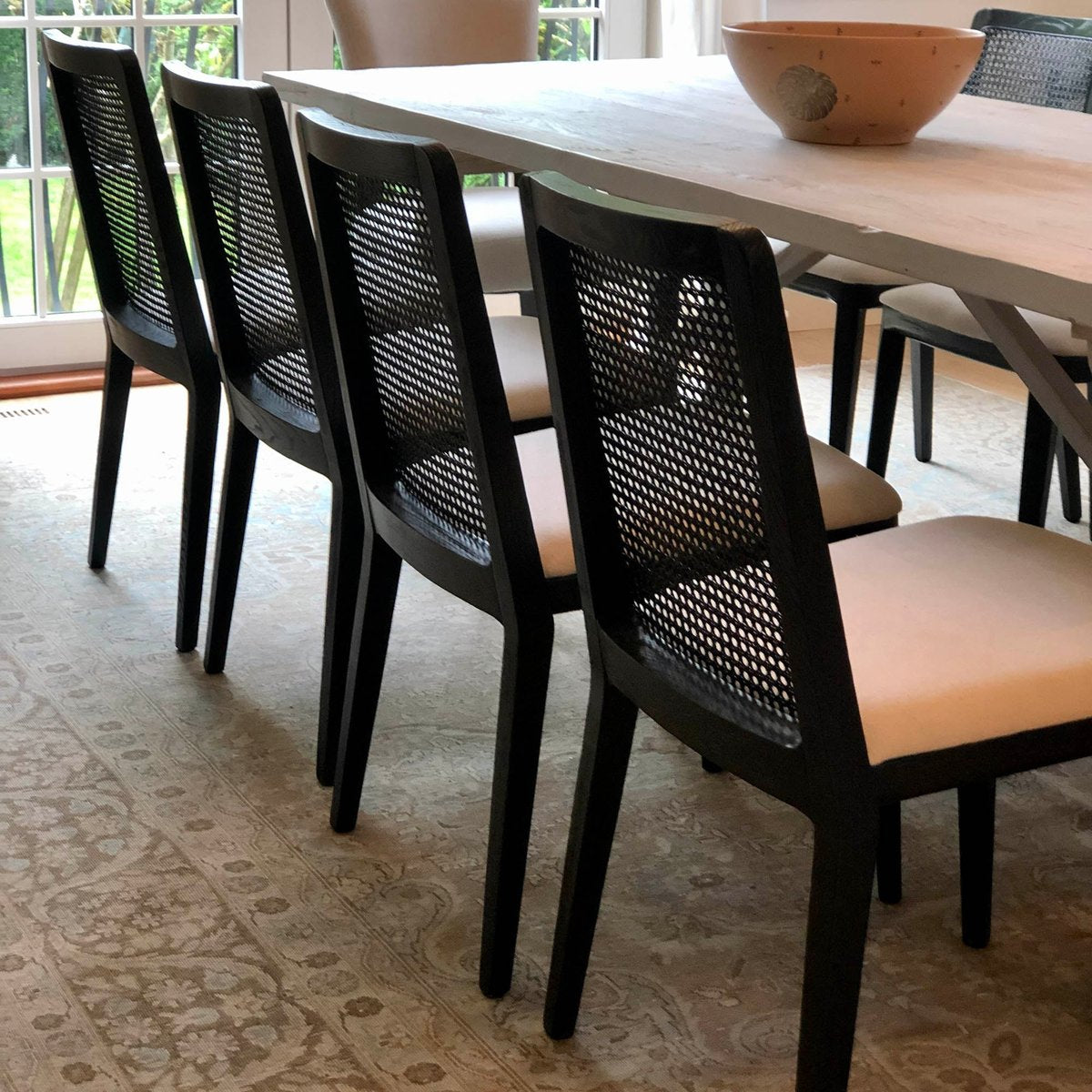 LH Home Cane Fabric Armless Dining Chair (Set of 2)
