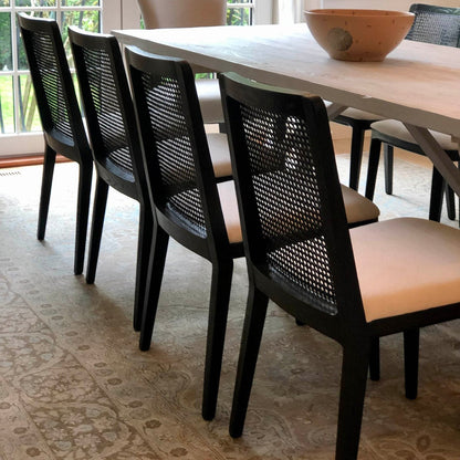 LH Home Cane Fabric Armless Dining Chair (Set of 2)