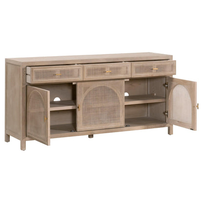 Cane Media Sideboard Smoke Gray Oak Wood and Cane Sideboards Sideboards and Things By Essentials For Living