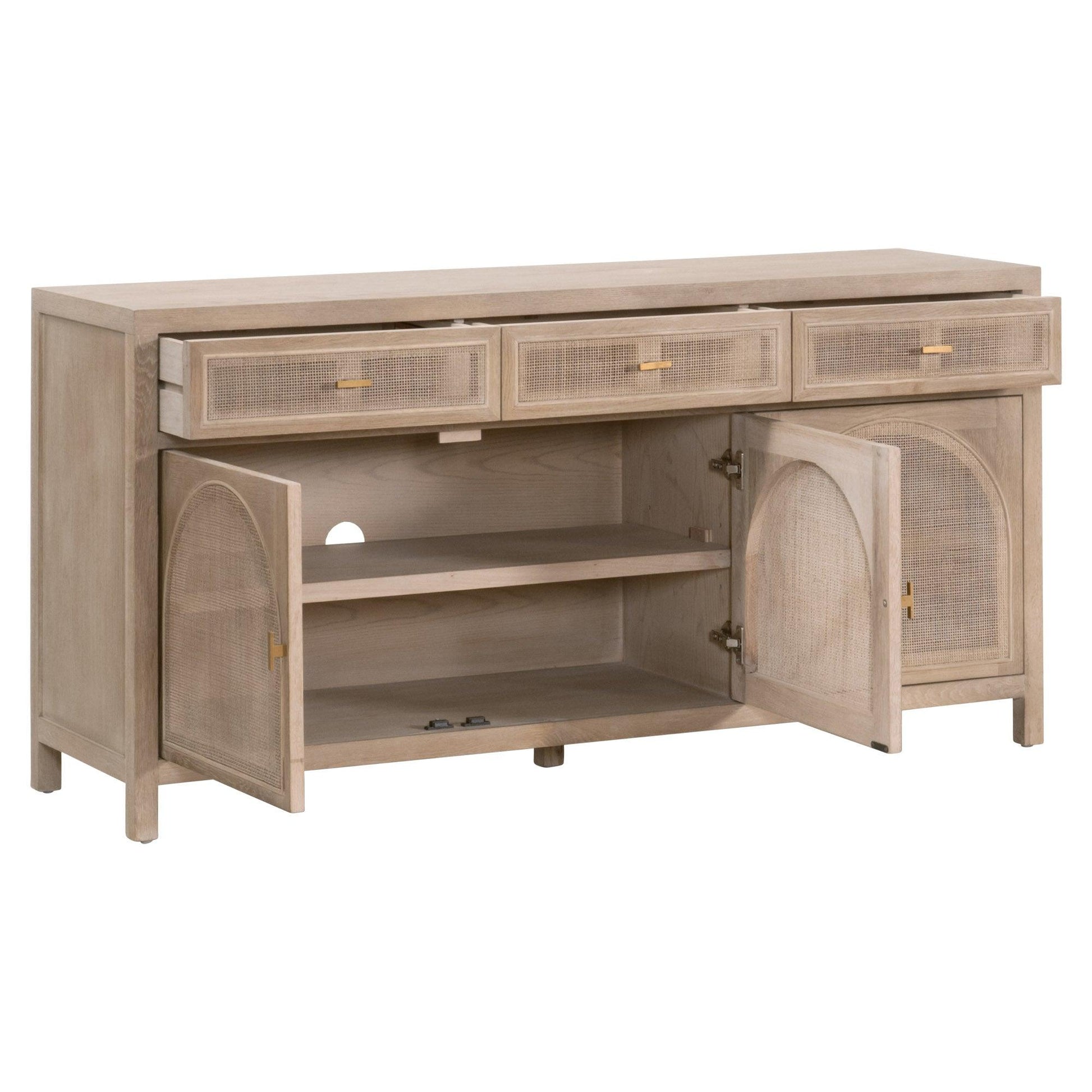 Cane Media Sideboard Smoke Gray Oak Wood and Cane Sideboards Sideboards and Things By Essentials For Living