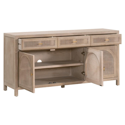 Cane Media Sideboard Smoke Gray Oak Wood and Cane Sideboards Sideboards and Things By Essentials For Living