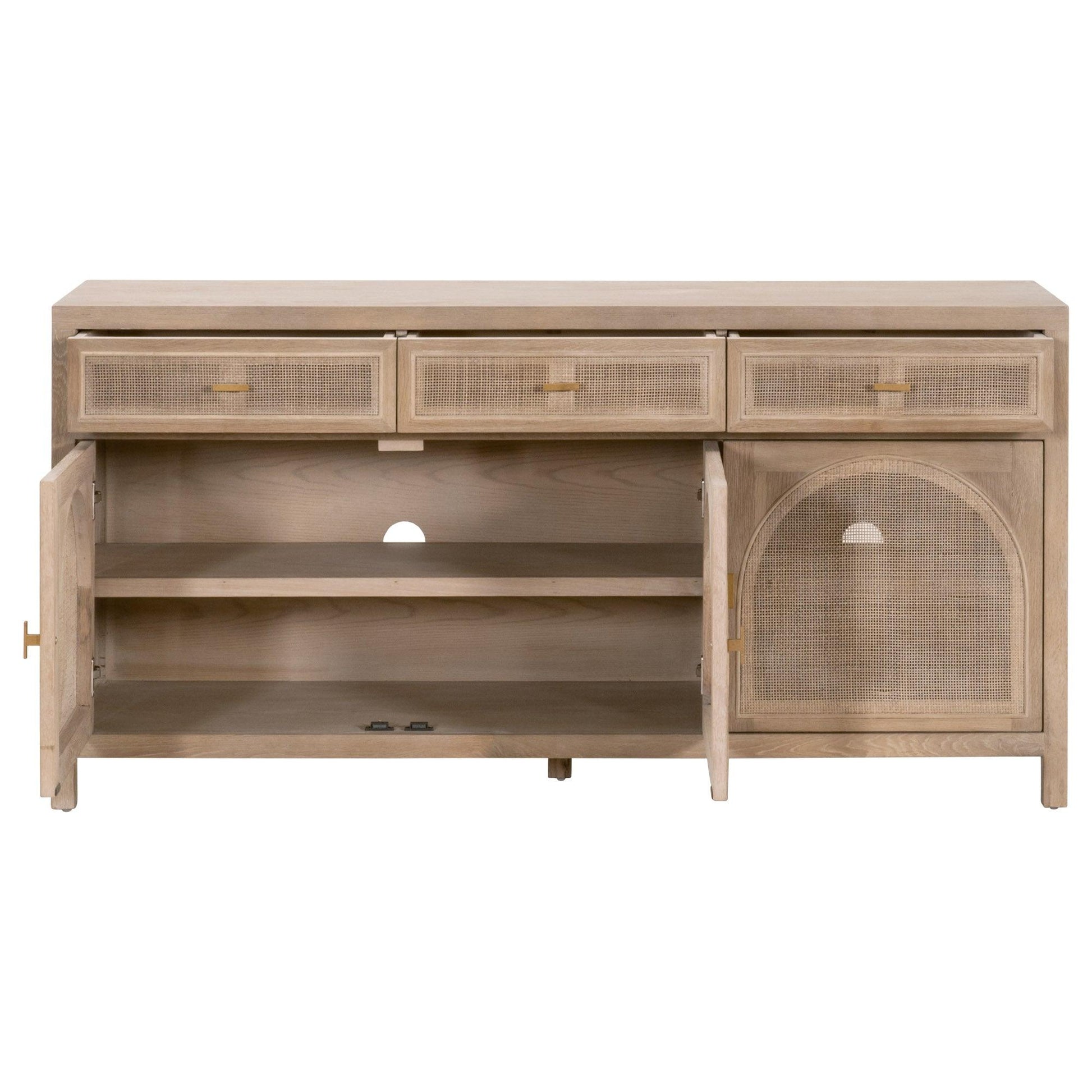 Cane Media Sideboard Smoke Gray Oak Wood and Cane Sideboards Sideboards and Things By Essentials For Living