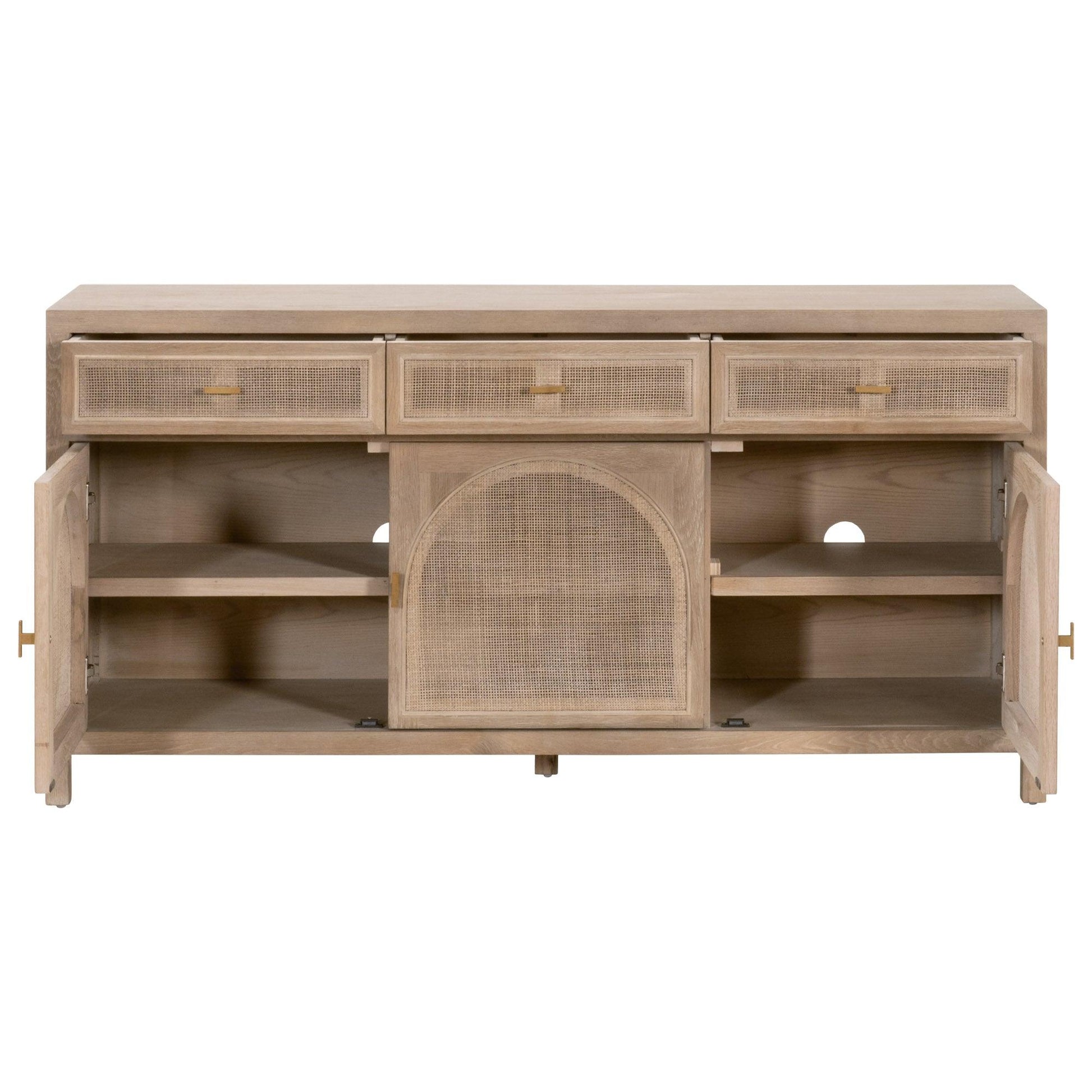 Cane Media Sideboard Smoke Gray Oak Wood and Cane Sideboards Sideboards and Things By Essentials For Living