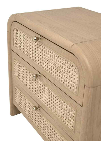 Cannes Three Drawers Wood Nightstand
