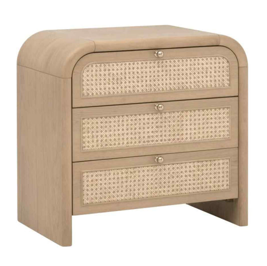 Cannes Three Drawers Wood Nightstand