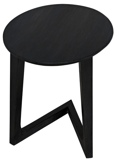 Cantilever Wood Black Oval Side Table-Side Tables-Noir-Sideboards and Things