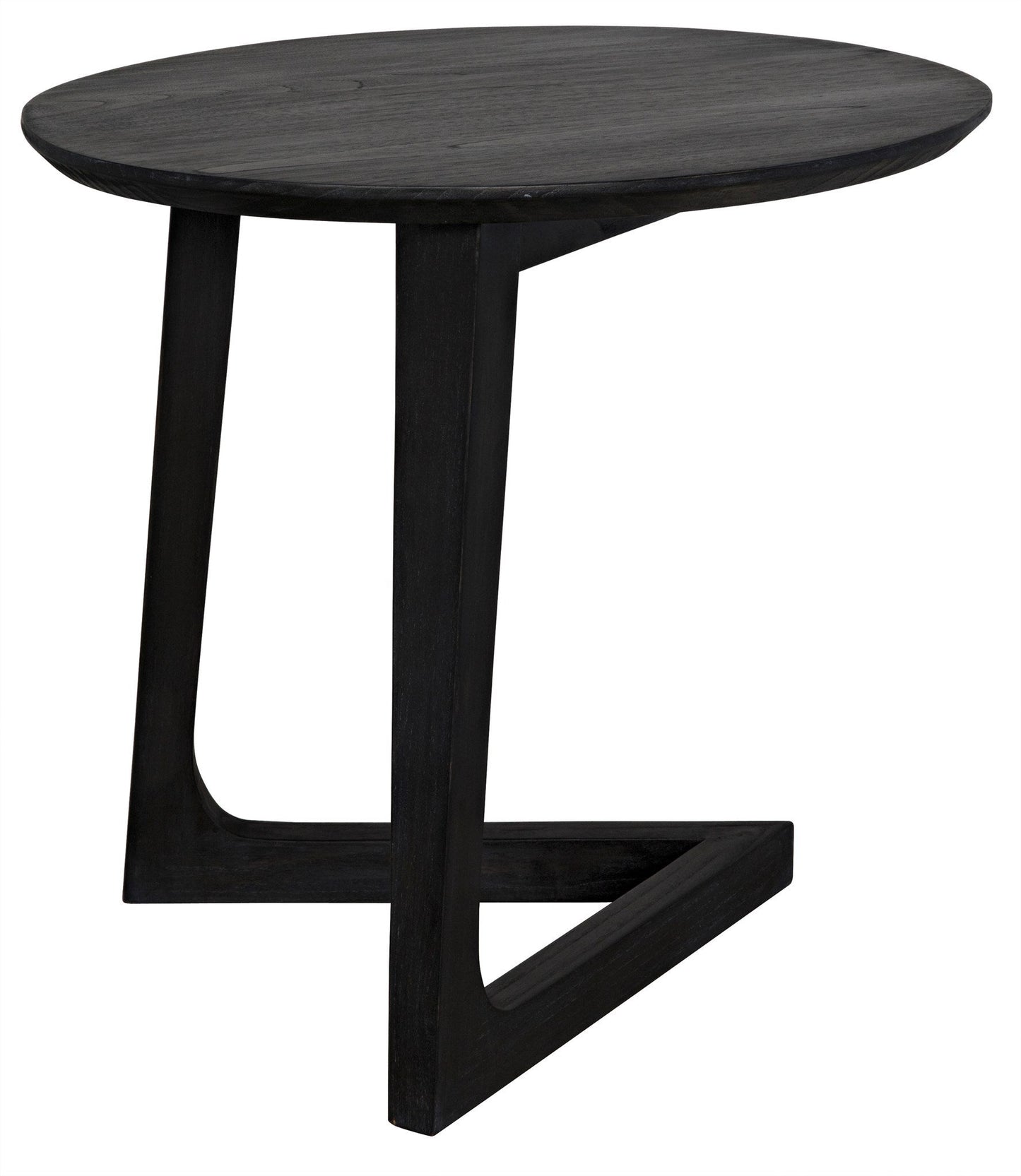 Cantilever Wood Black Oval Side Table-Side Tables-Noir-Sideboards and Things