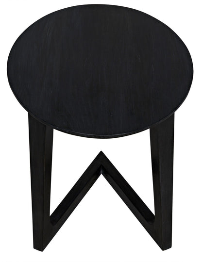 Cantilever Wood Black Oval Side Table-Side Tables-Noir-Sideboards and Things