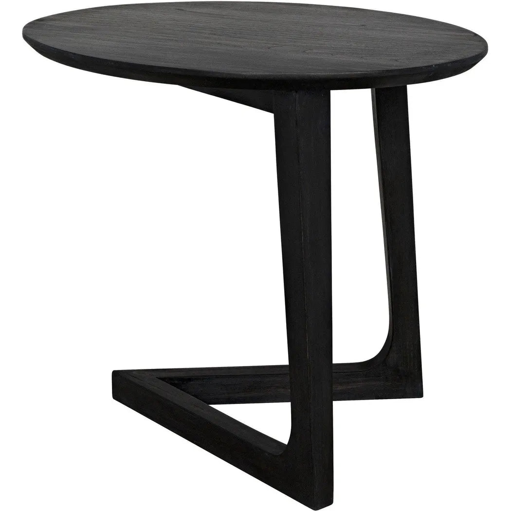 Cantilever Wood Black Oval Side Table