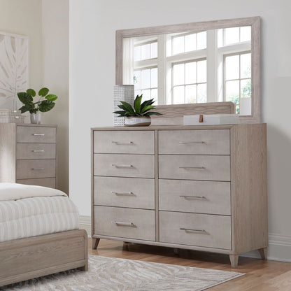 Palmetto Home Cape Eight Drawers Wood Dresser with Mirror