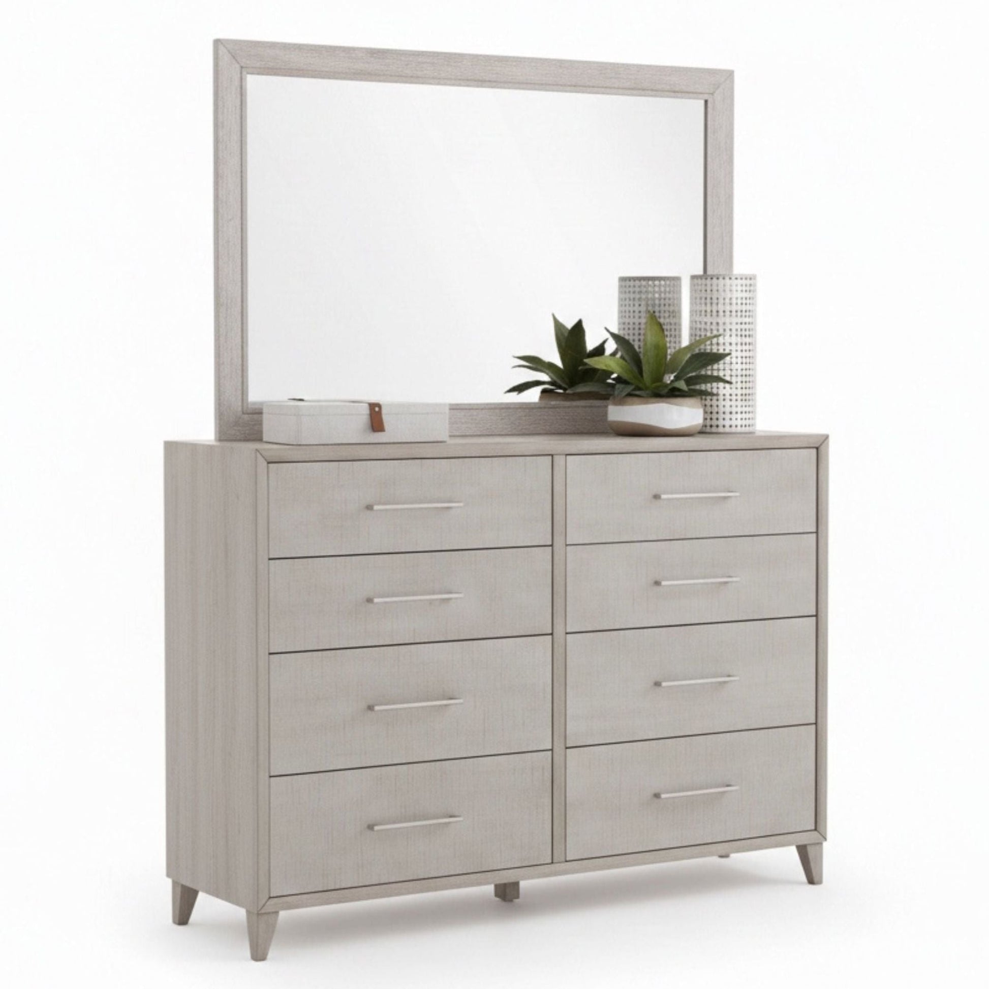 Palmetto Home Cape Eight Drawers Wood Dresser with Mirror