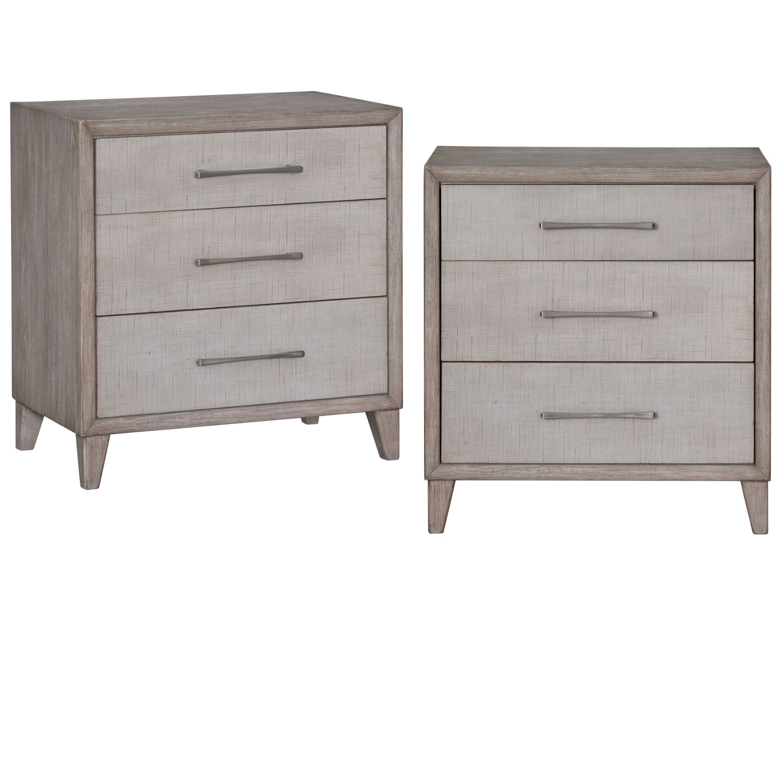Palmetto Home Cape Three Drawers Wood Nightstand with USB 2PC