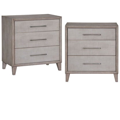Palmetto Home Cape Three Drawers Wood Nightstand with USB 2PC