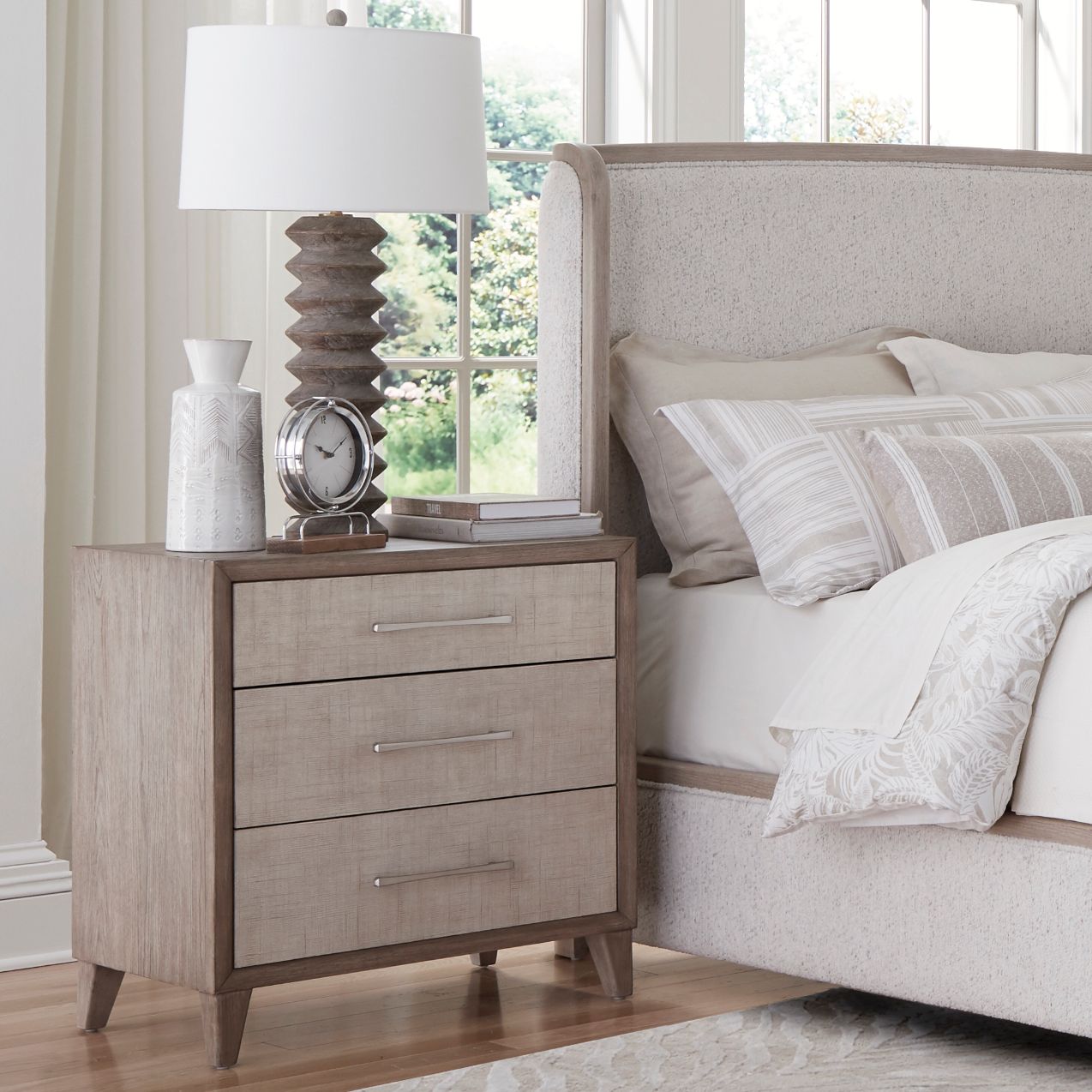 Palmetto Home Cape Three Drawers Wood Nightstand with USB
