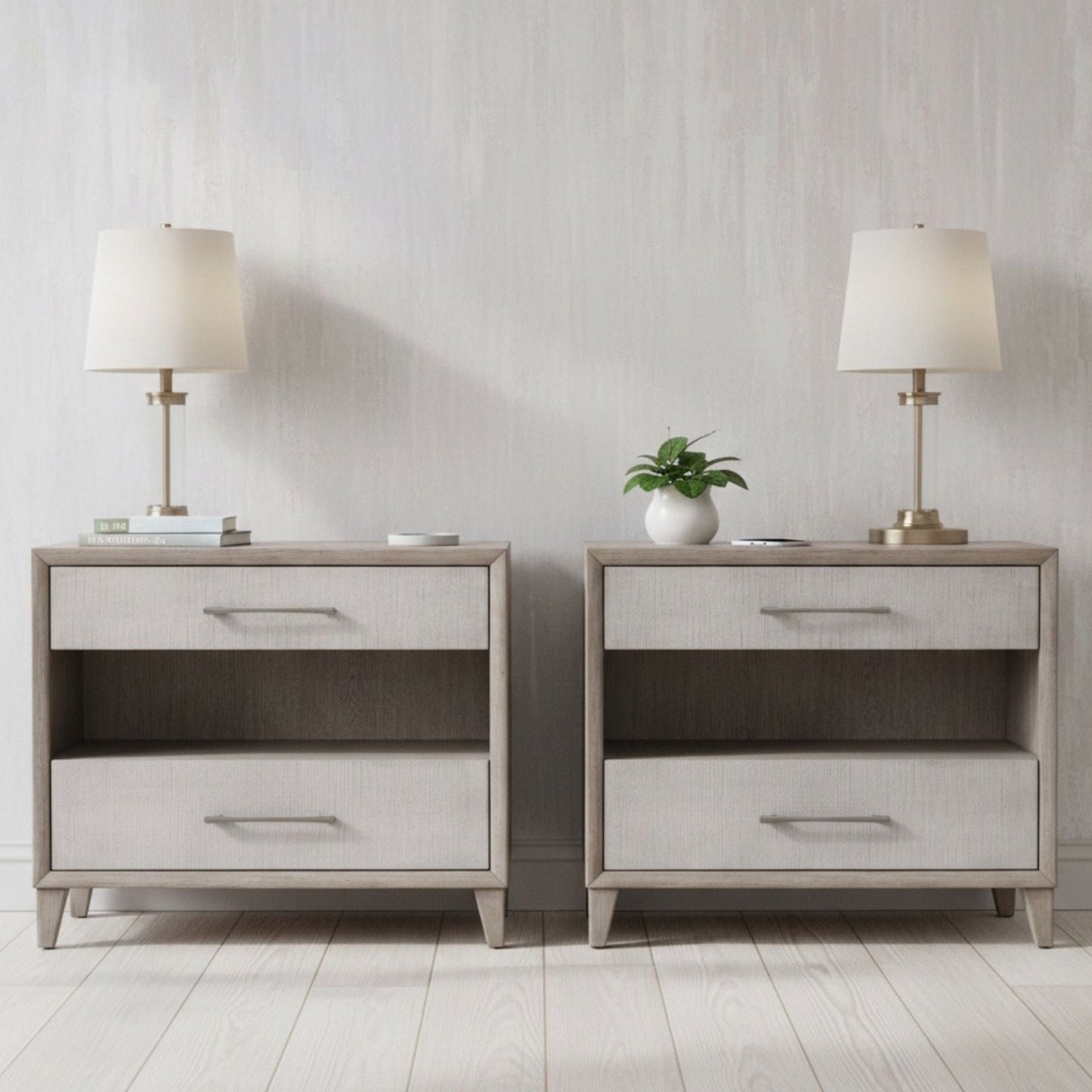 Palmetto Home Cape Two Drawers Open Nightstand with USB 2PC