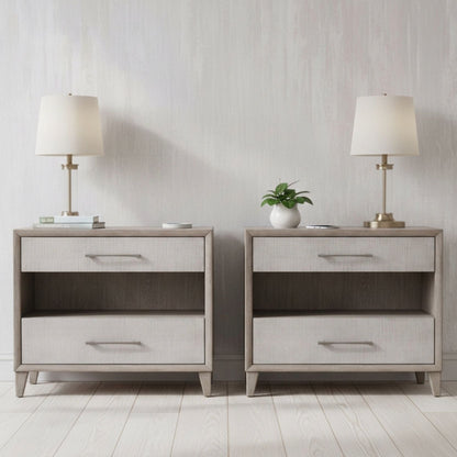 Palmetto Home Cape Two Drawers Open Nightstand with USB 2PC