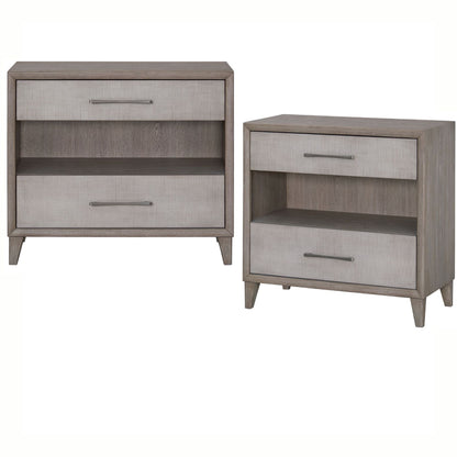 Palmetto Home Cape Two Drawers Open Nightstand with USB 2PC