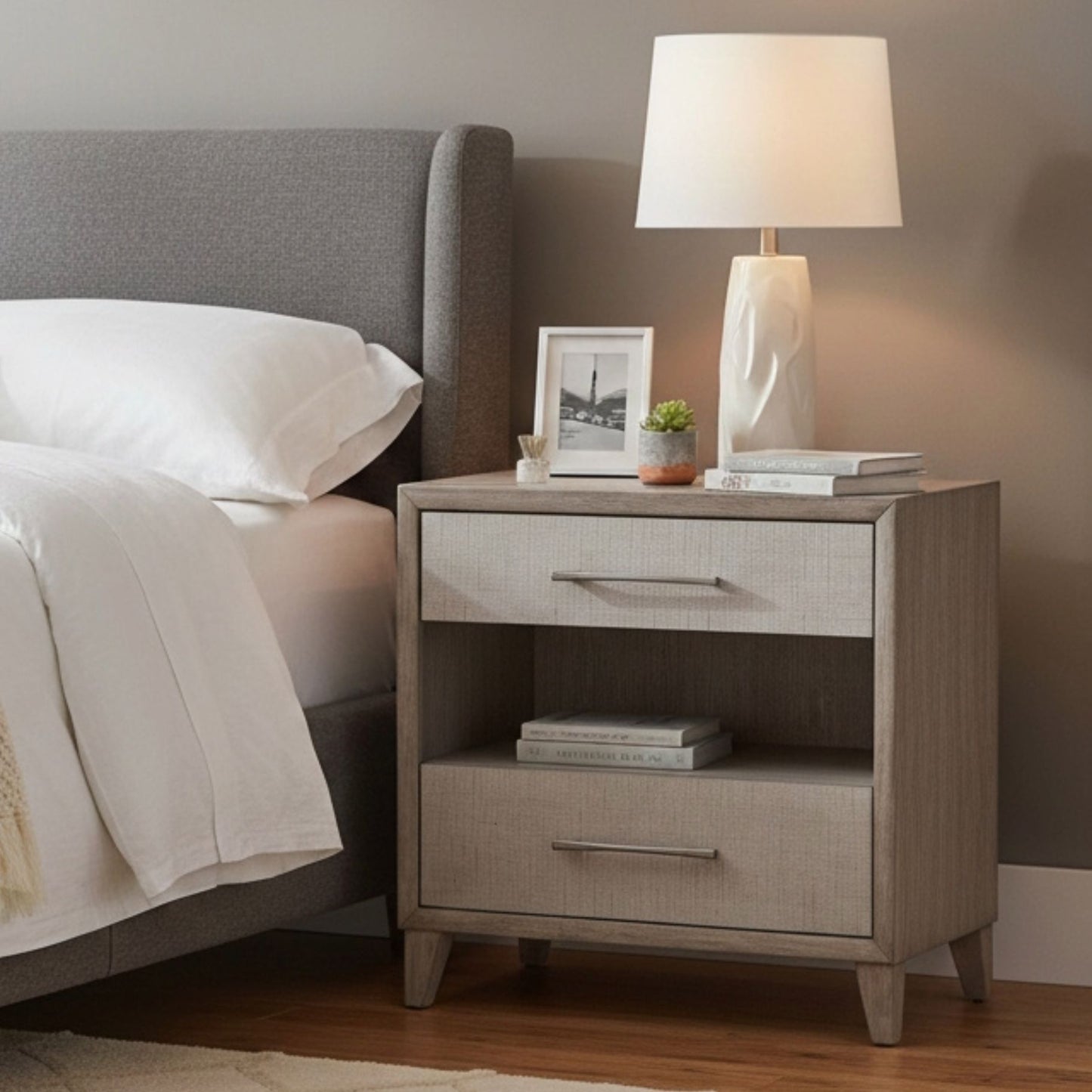Palmetto Home Cape Two Drawers Open Nightstand with USB