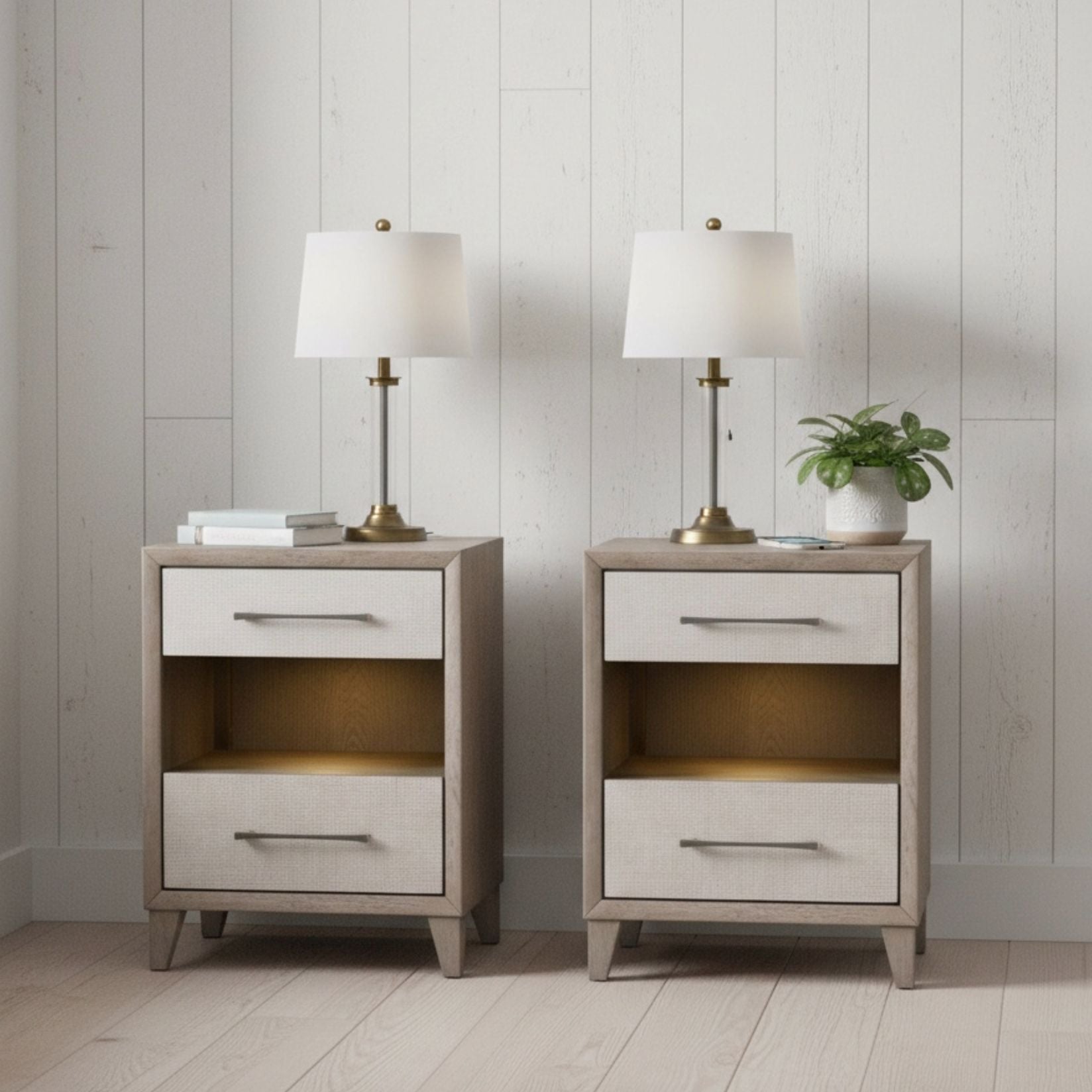 Palmetto Home Cape Two Drawers Wood Nightstand 2PC