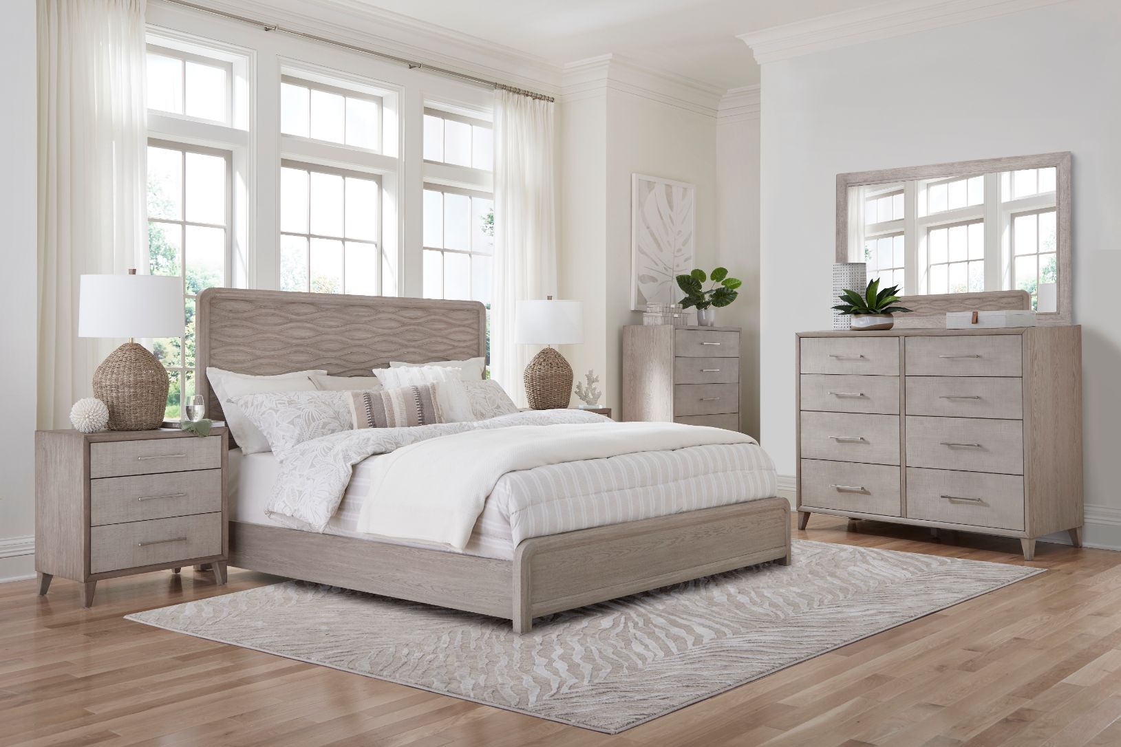 Palmetto Home Cape Wave Panel Wood Bedroom Set 6PC