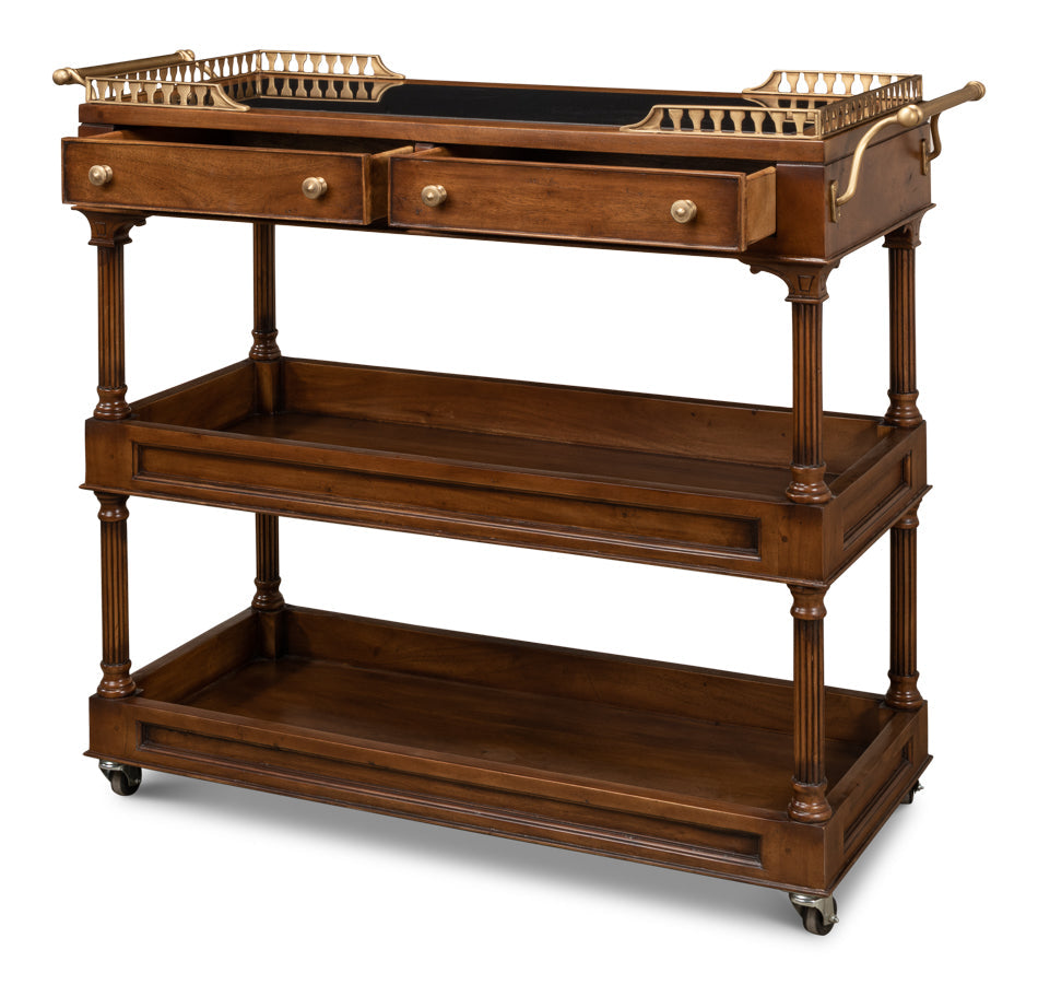 Capital Serving Cart Fruitwood Finish-Side Tables-Sarreid-LOOMLAN